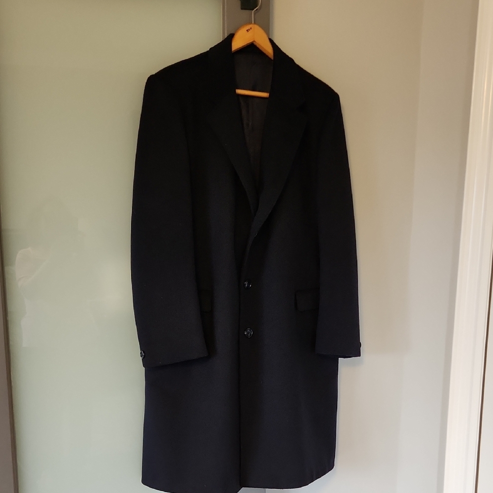 Il Classico Men's Navy Wool Cashmere Blend Coat